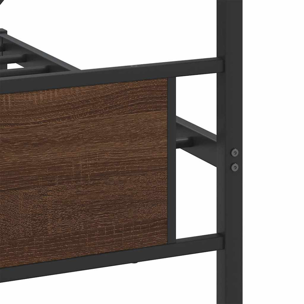 Produktbild för Sängram utan madrass metall brun ek 193x201 cm