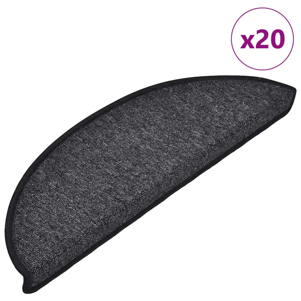 Produktbild för Trappmattor 30 st 56x17x3 cm antracit halvrunda