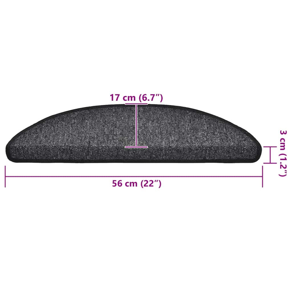 Produktbild för Trappmattor 30 st 56x17x3 cm antracit halvrunda