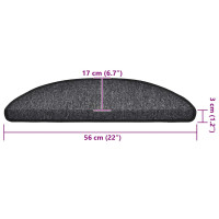 Produktbild för Trappmattor 30 st 56x17x3 cm antracit halvrunda