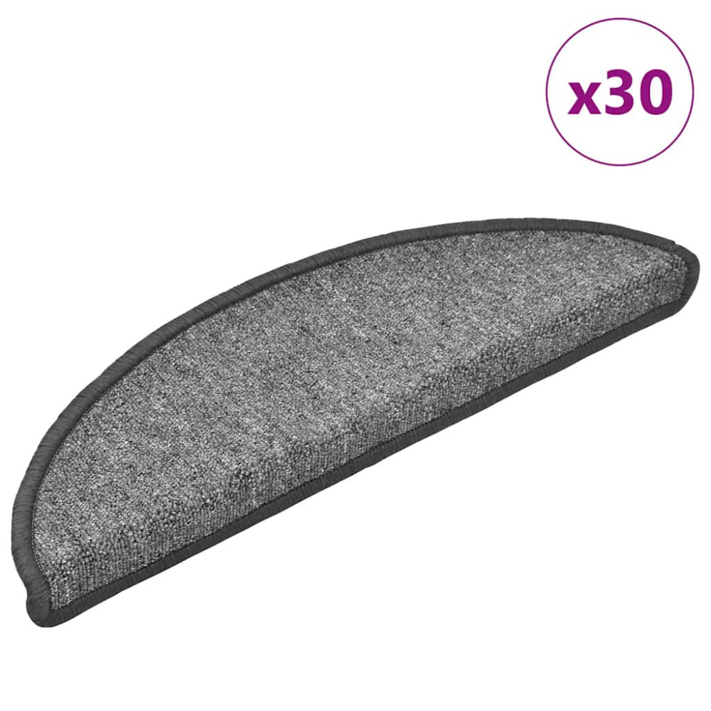 Produktbild för Trappmattor 30 st 56x17x3 cm mörkgrå halvrunda