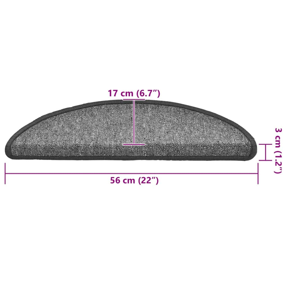 Produktbild för Trappmattor 30 st 56x17x3 cm mörkgrå halvrunda