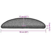 Produktbild för Trappmattor 30 st 56x17x3 cm mörkgrå halvrunda