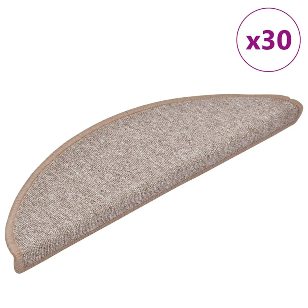 Produktbild för Trappmattor 30 st 56x17x3 cm ljusbruna halvrunda