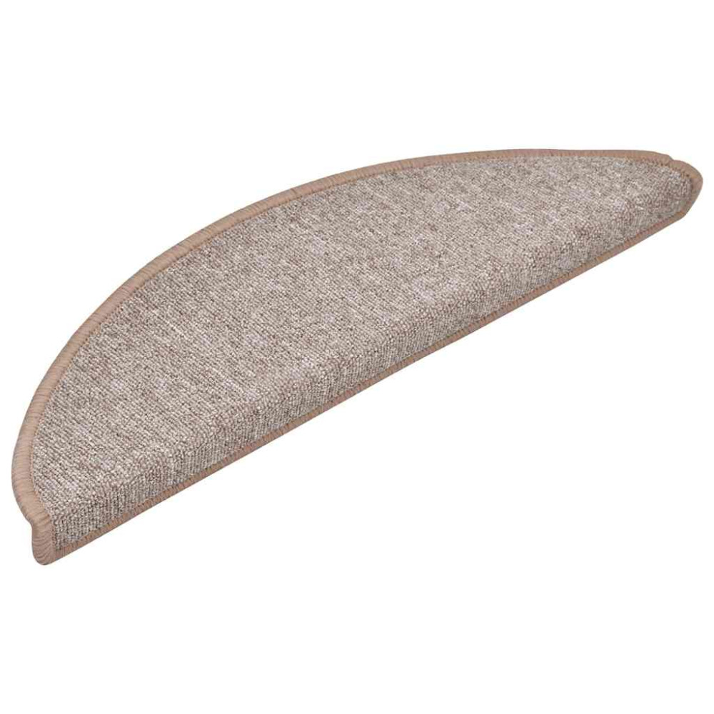 Produktbild för Trappmattor 30 st 56x17x3 cm ljusbruna halvrunda