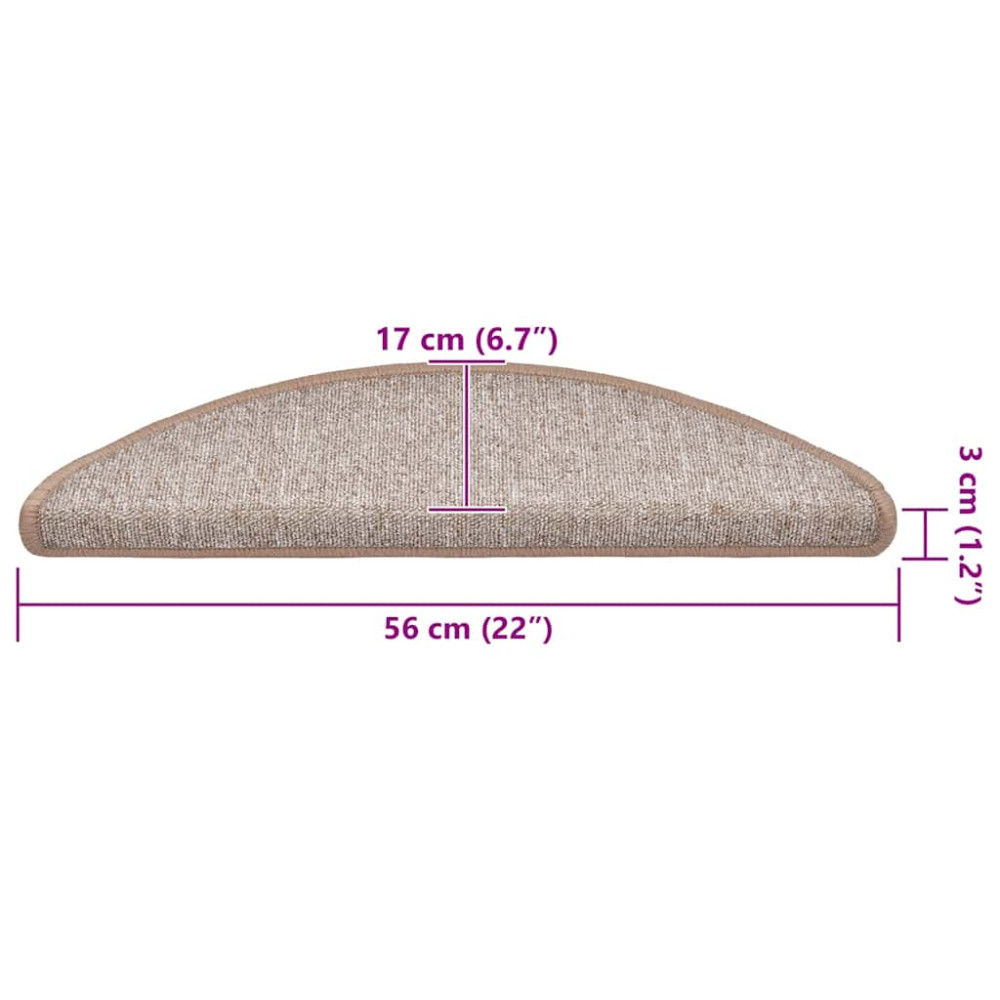 Produktbild för Trappmattor 30 st 56x17x3 cm ljusbruna halvrunda