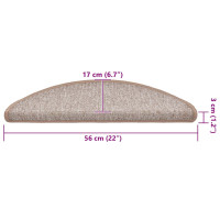 Produktbild för Trappmattor 30 st 56x17x3 cm ljusbruna halvrunda
