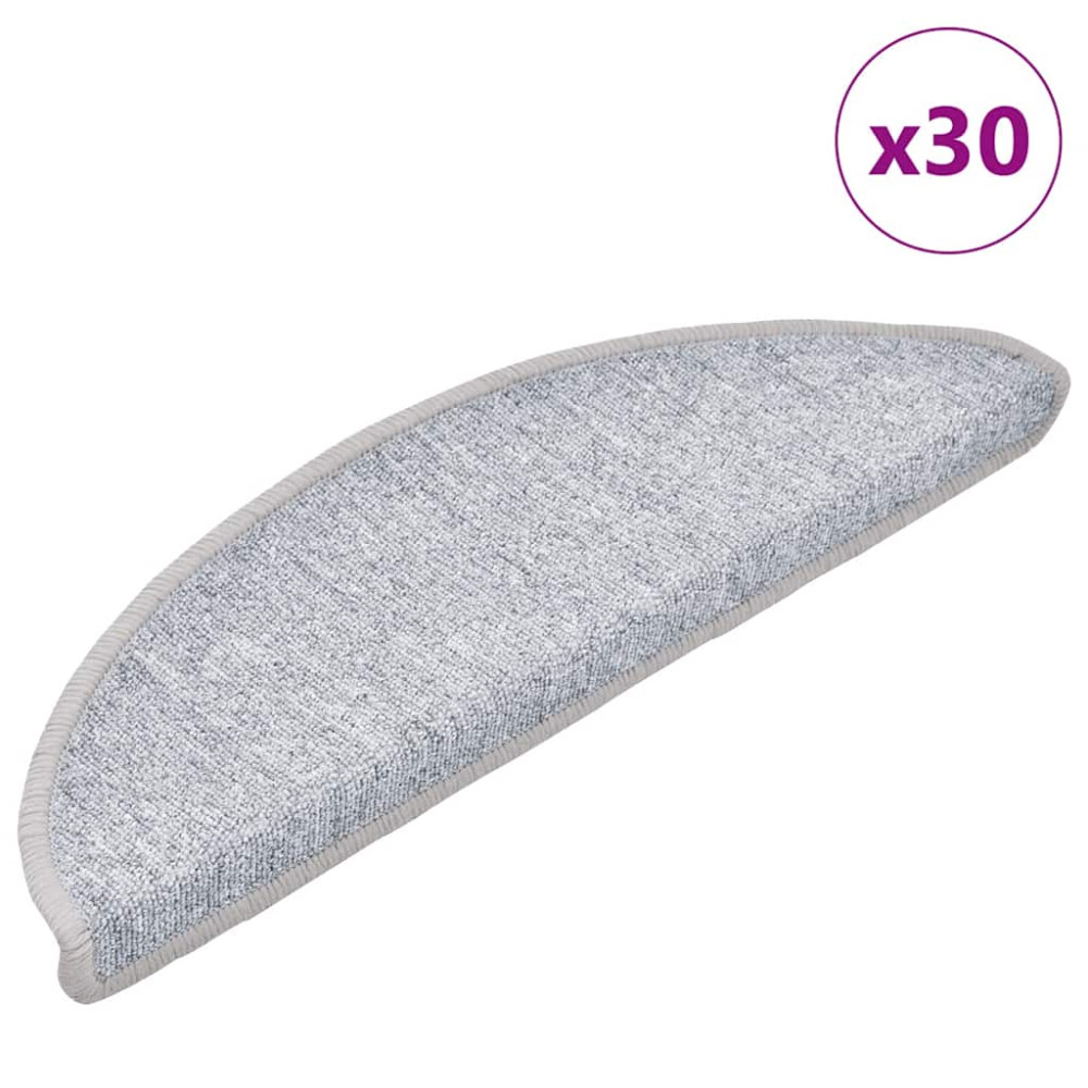 Produktbild för Trappmattor 30 st 56x17x3 cm ljusgrå halvrunda
