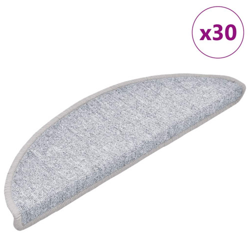 vidaXL Trappmattor 30 st 56x17x3 cm ljusgrå halvrunda