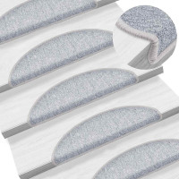 Produktbild för Trappmattor 30 st 56x17x3 cm ljusgrå halvrunda