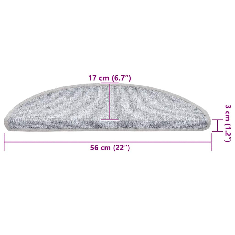 Produktbild för Trappmattor 30 st 56x17x3 cm ljusgrå halvrunda