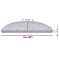 Produktbild för Trappmattor 30 st 56x17x3 cm ljusgrå halvrunda