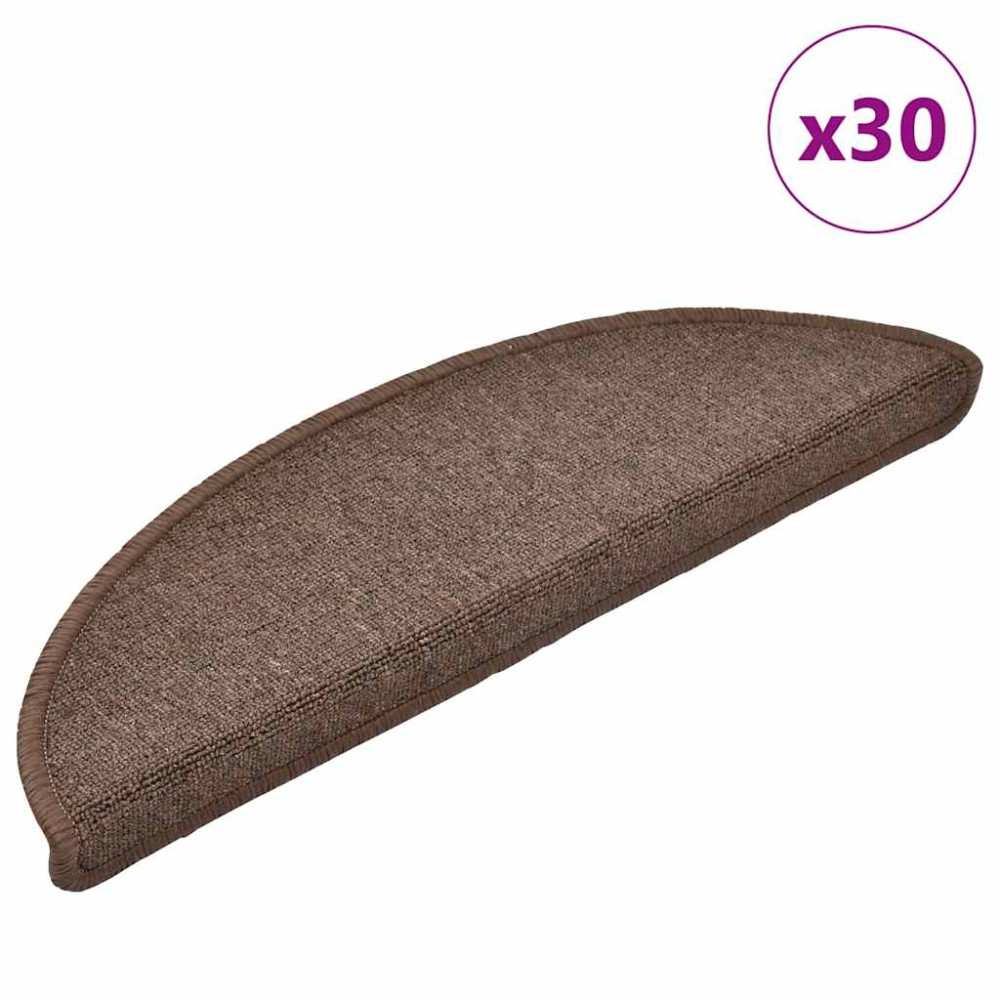 Produktbild för Trappmattor 30 st 56x17x3 cm kaffebruna halvrunda