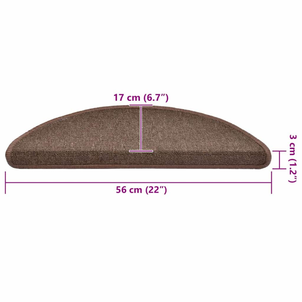 Produktbild för Trappmattor 30 st 56x17x3 cm kaffebruna halvrunda
