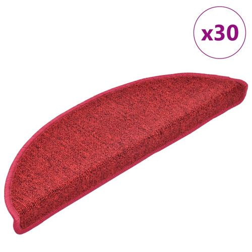 vidaXL Trappmattor 30 st 56x17x3 cm röd halvrunda