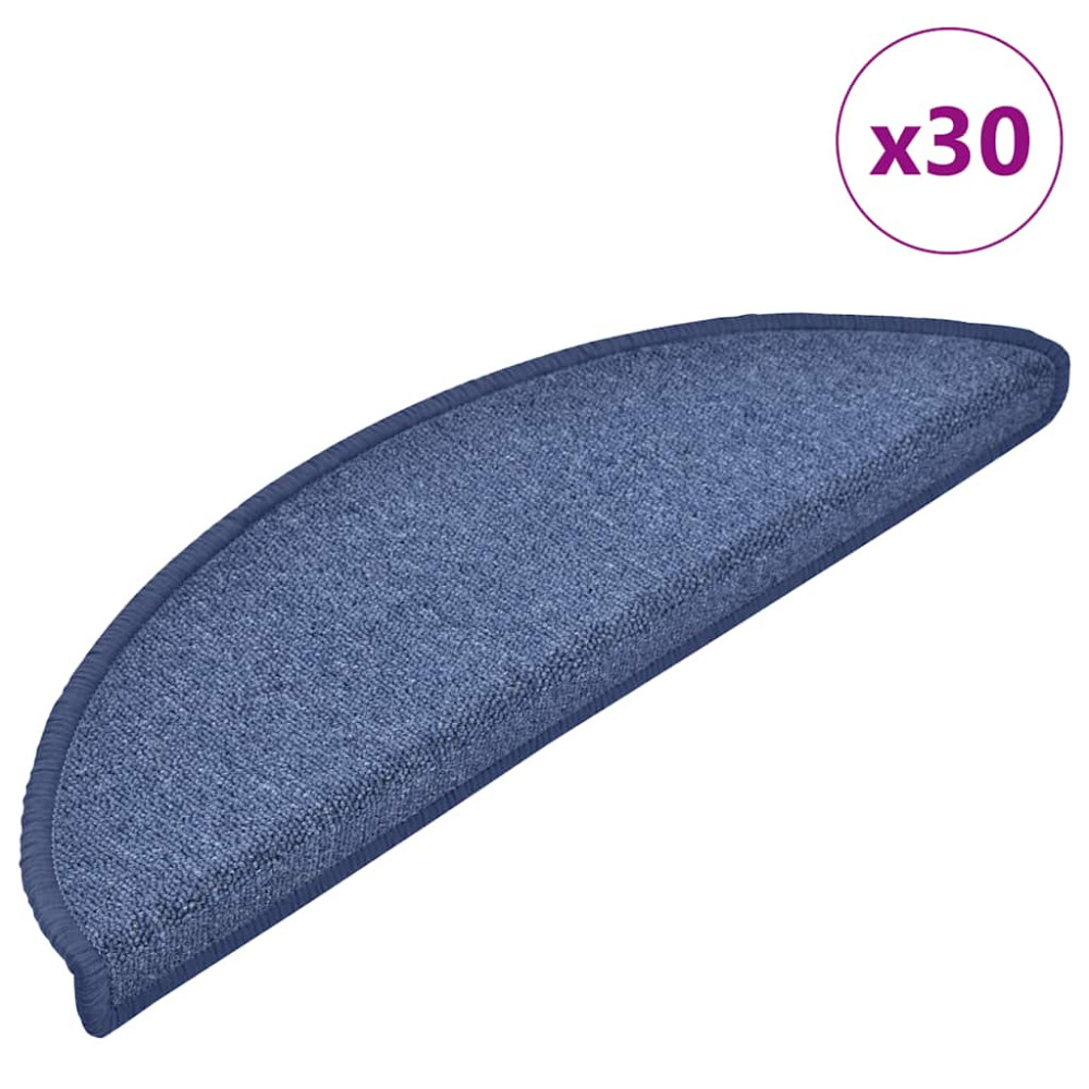 Produktbild för Trappmattor 30 st 56x17x3 cm blå halvrunda