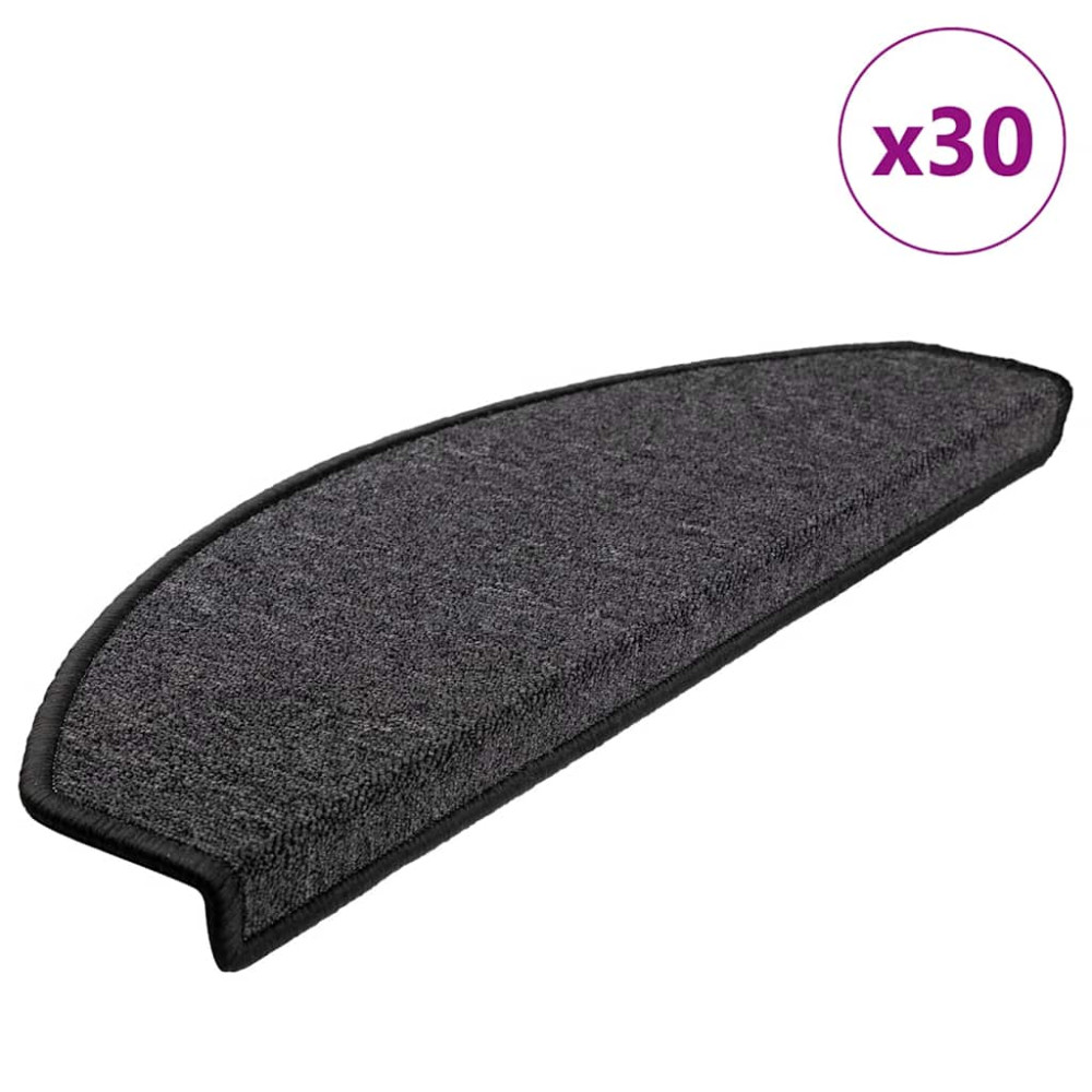 Produktbild för Trappmattor 30 st 65x24x4 cm antracit halvrunda stora