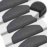 Produktbild för Trappmattor 30 st 65x24x4 cm antracit halvrunda stora