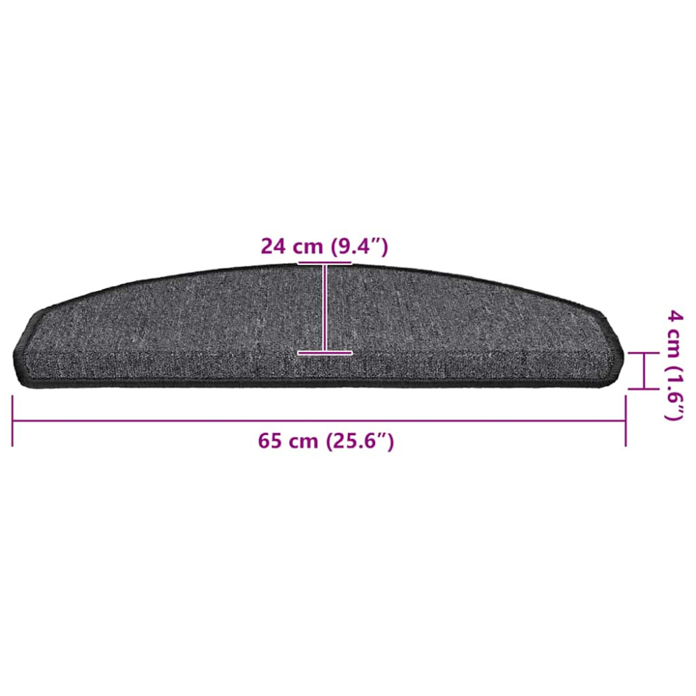 Produktbild för Trappmattor 30 st 65x24x4 cm antracit halvrunda stora