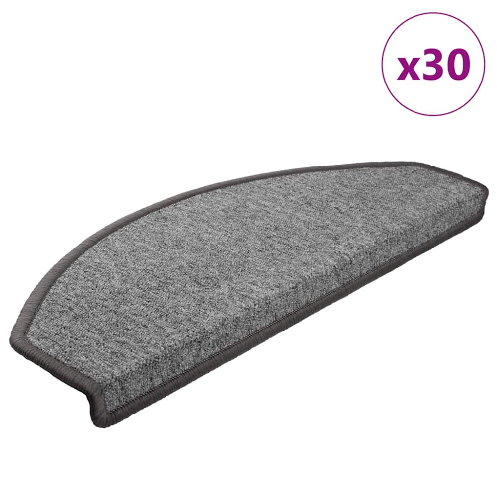 Produktbild för Trappmattor 30 st 65x24x4 cm mörkgrå halvrunda stora