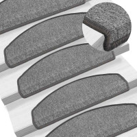 Produktbild för Trappmattor 30 st 65x24x4 cm mörkgrå halvrunda stora