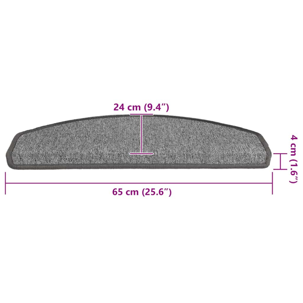 Produktbild för Trappmattor 30 st 65x24x4 cm mörkgrå halvrunda stora