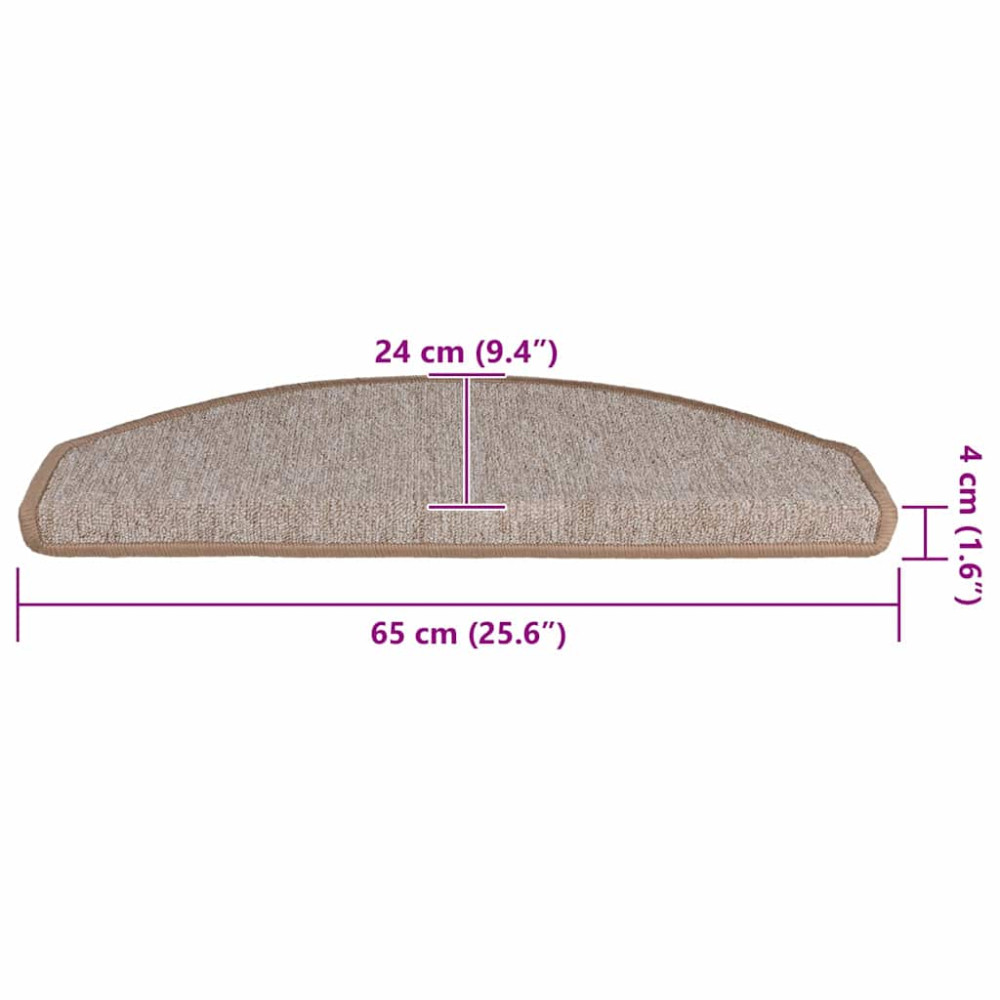 Produktbild för Trappmattor 30 st 65x24x4 cm ljusbruna halvrunda stora