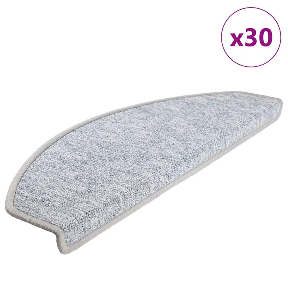 Produktbild för Trappmattor 30 st 65x24x4 cm ljusgrå halvrunda stora