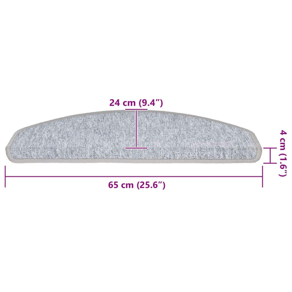 Produktbild för Trappmattor 30 st 65x24x4 cm ljusgrå halvrunda stora