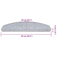 Produktbild för Trappmattor 30 st 65x24x4 cm ljusgrå halvrunda stora