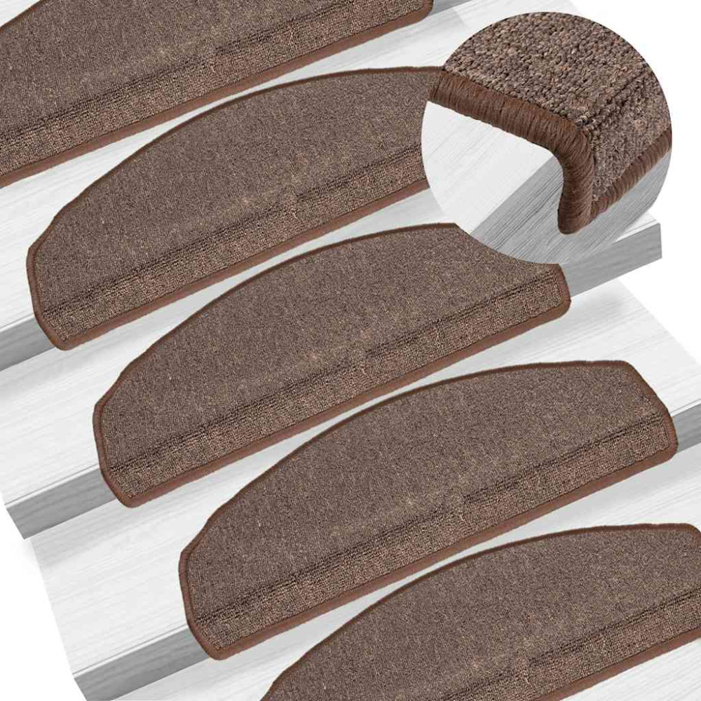 Produktbild för Trappmattor 30 st 65x24x4 cm kaffebruna halvrunda stora