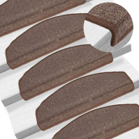 Produktbild för Trappmattor 30 st 65x24x4 cm kaffebruna halvrunda stora