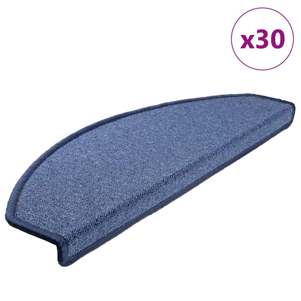 Produktbild för Trappmattor 30 st 65x24x4 cm blå halvrunda stora