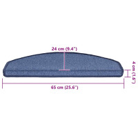 Produktbild för Trappmattor 30 st 65x24x4 cm blå halvrunda stora