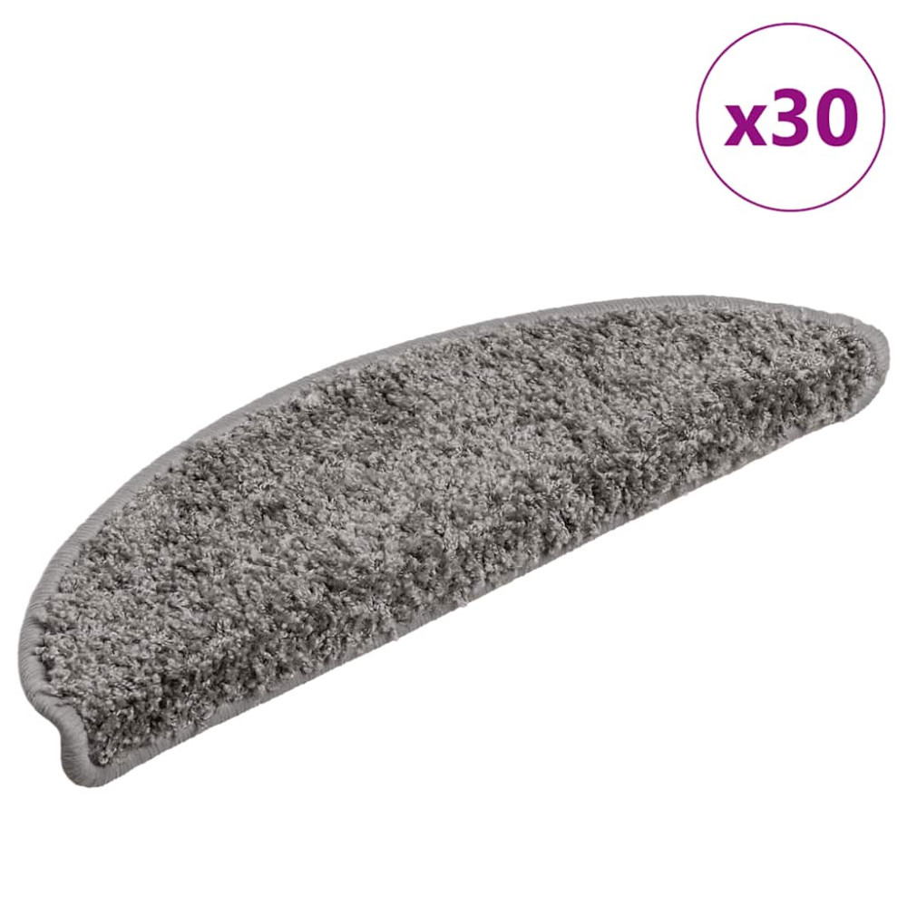 Produktbild för Trappmattor 30 st 56x17x3 cm grå halvrunda