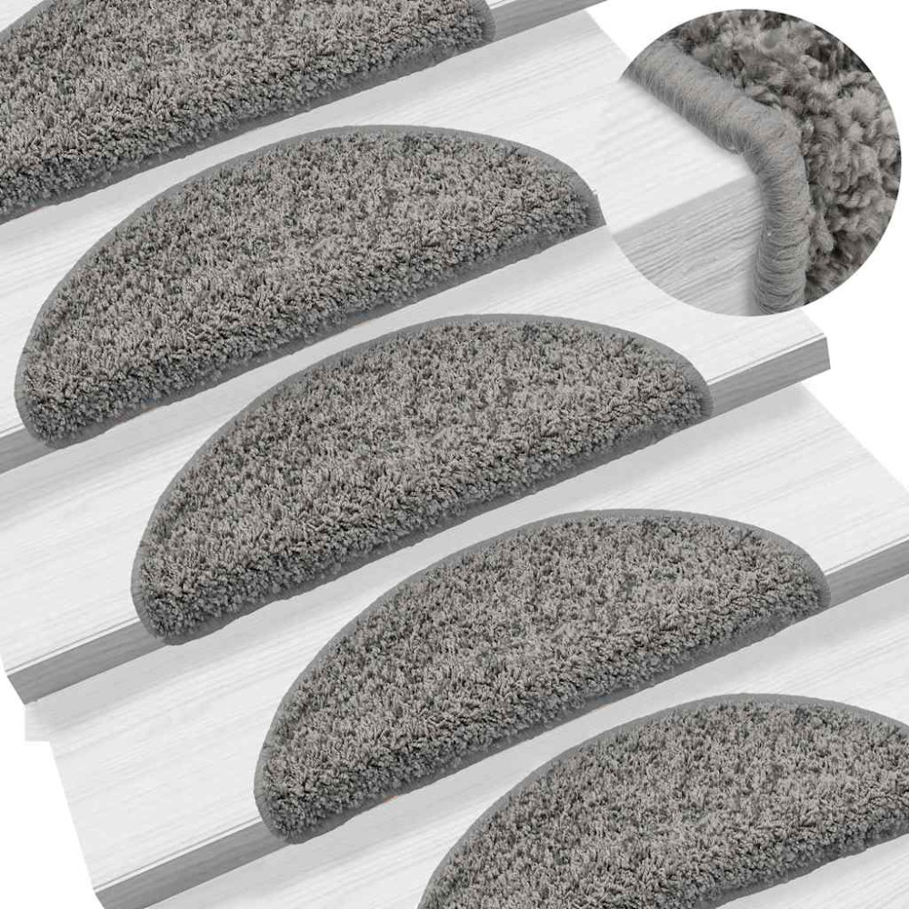 Produktbild för Trappmattor 30 st 56x17x3 cm grå halvrunda