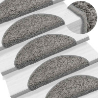Produktbild för Trappmattor 30 st 56x17x3 cm grå halvrunda