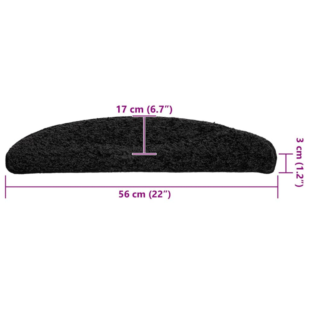 Produktbild för Trappmattor 30 st 56x17x3 cm svarta halvrunda