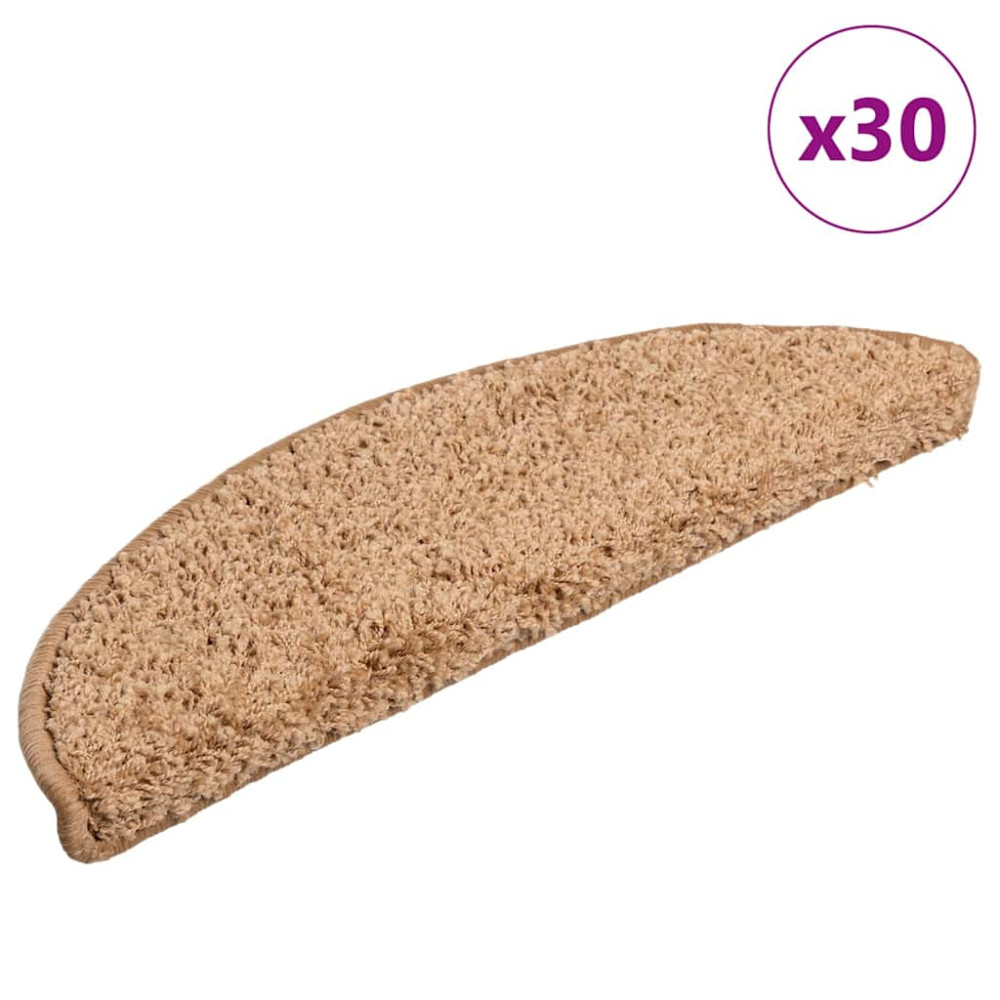 Produktbild för Trappmattor 30 st 56x17x3 cm beige halvrunda