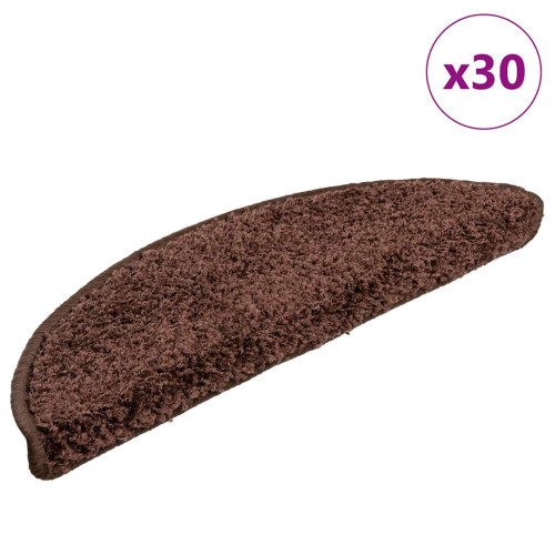 vidaXL Trappmattor 30 st 56x17x3 cm bruna halvrunda