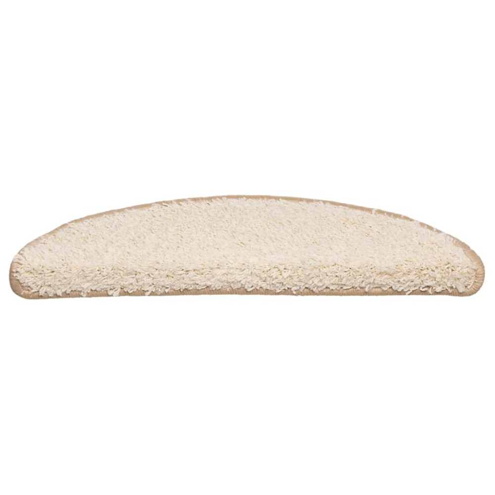 Produktbild för Trappmattor 30 st 56x17x3 cm krämfärgade halvrunda