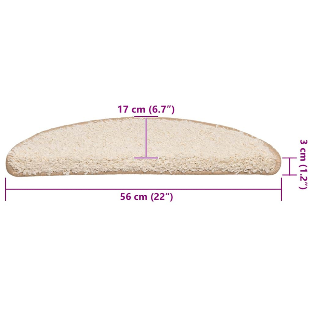 Produktbild för Trappmattor 30 st 56x17x3 cm krämfärgade halvrunda