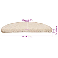 Produktbild för Trappmattor 30 st 56x17x3 cm krämfärgade halvrunda