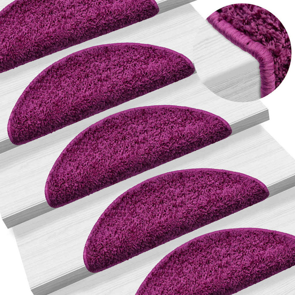 Produktbild för Trappmattor 30 st 56x17x3 cm violett halvrunda