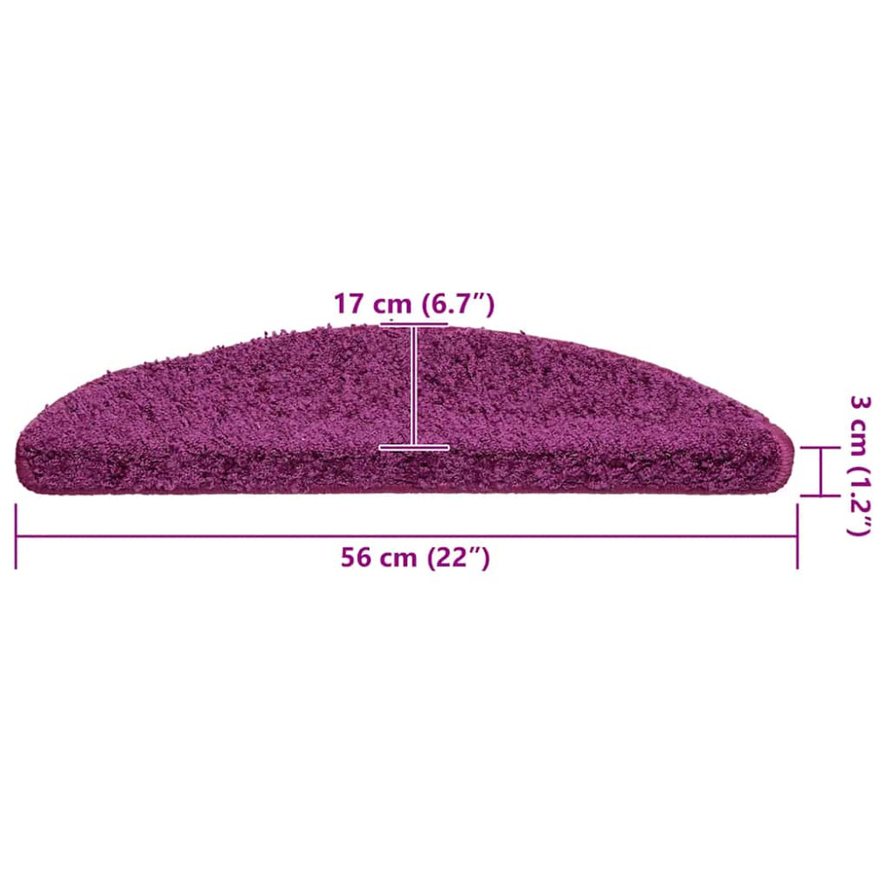 Produktbild för Trappmattor 30 st 56x17x3 cm violett halvrunda