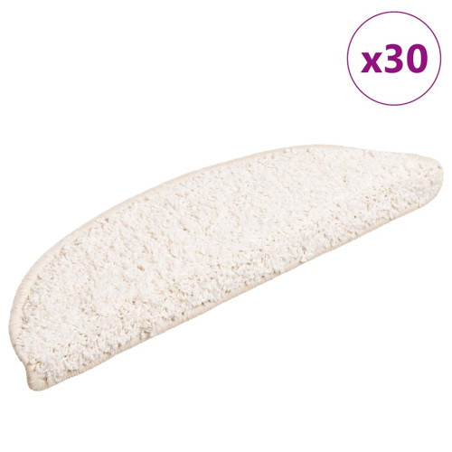 vidaXL Trappmattor 30 st 56x17x3 cm vita halvrunda