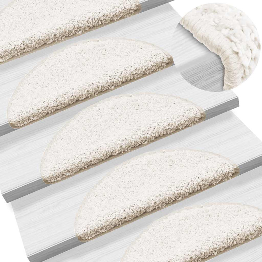 Produktbild för Trappmattor 30 st 56x17x3 cm vita halvrunda