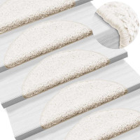 Produktbild för Trappmattor 30 st 56x17x3 cm vita halvrunda