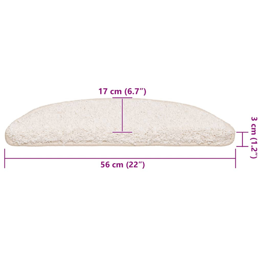 Produktbild för Trappmattor 30 st 56x17x3 cm vita halvrunda
