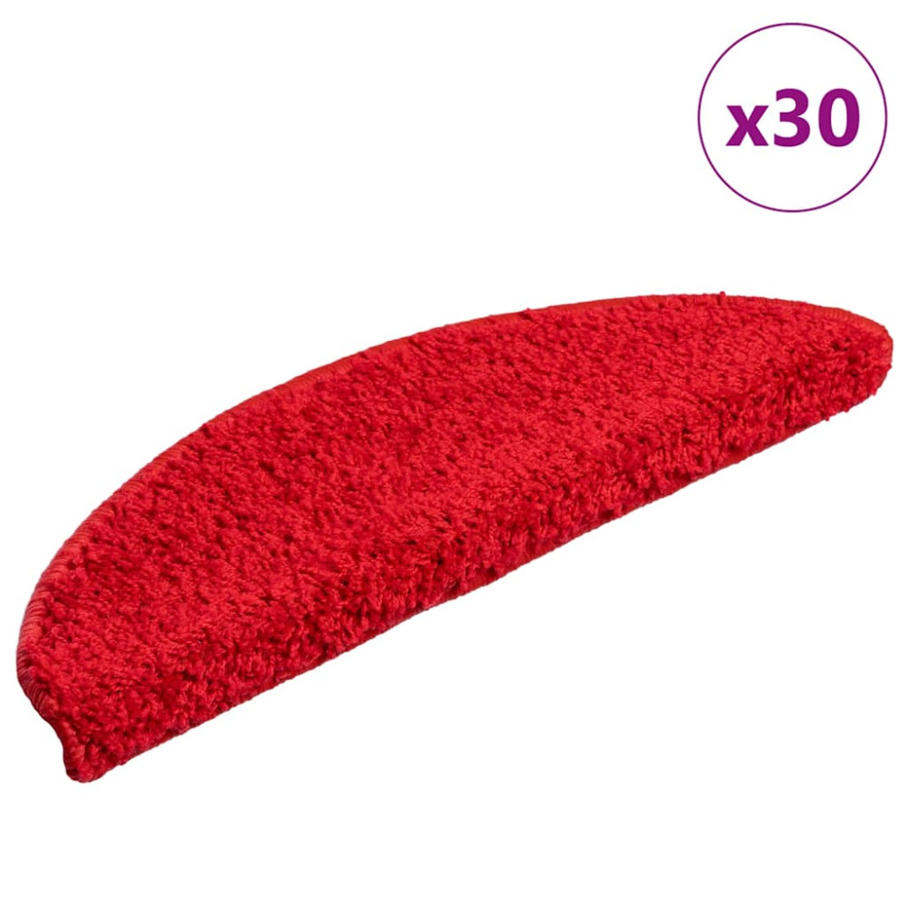 Produktbild för Trappmattor 30 st 56x17x3 cm röda halvrunda